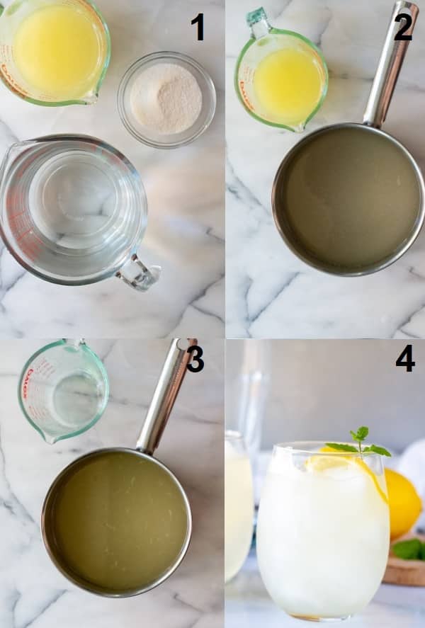 a collage of four photos showing how to make keto lemonade