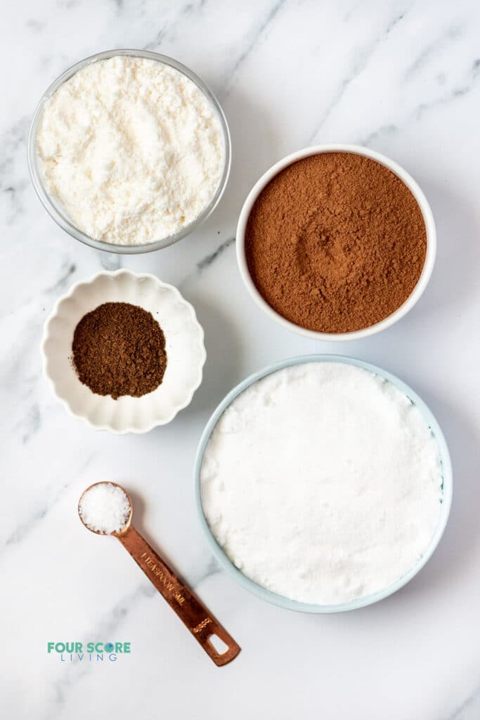 top down view of ingredients needed to make keto hot cocoa