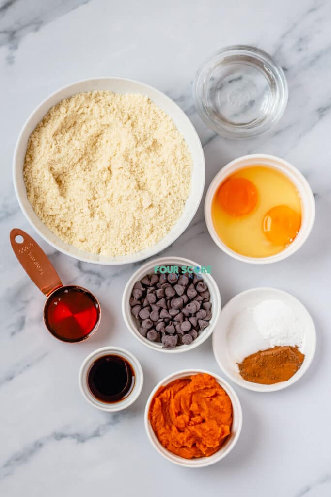 top down view of ingredients in keto pumpkin muffins