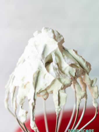 keto whipped cream on a whisk attachment