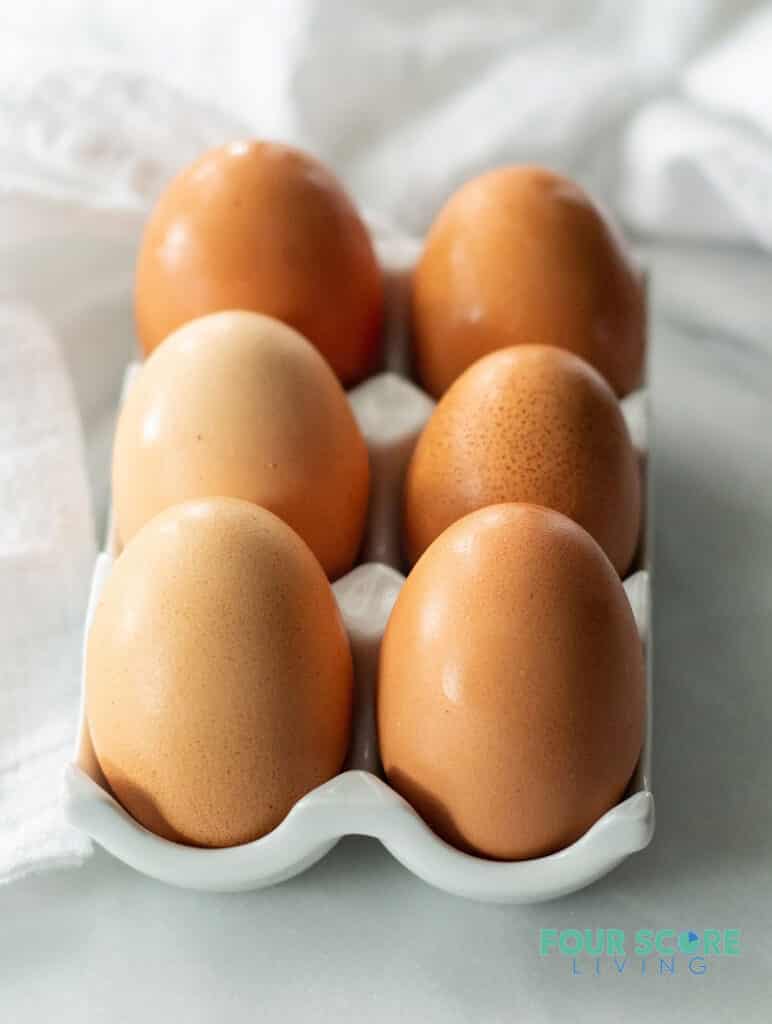 six hard boiled eggs to make keto deviled eggs