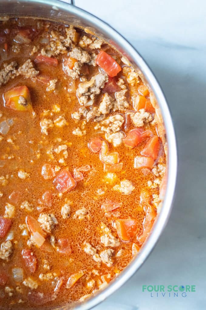 keto chili in a cooking pot