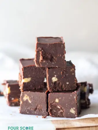 keto fudge stacked on a plate