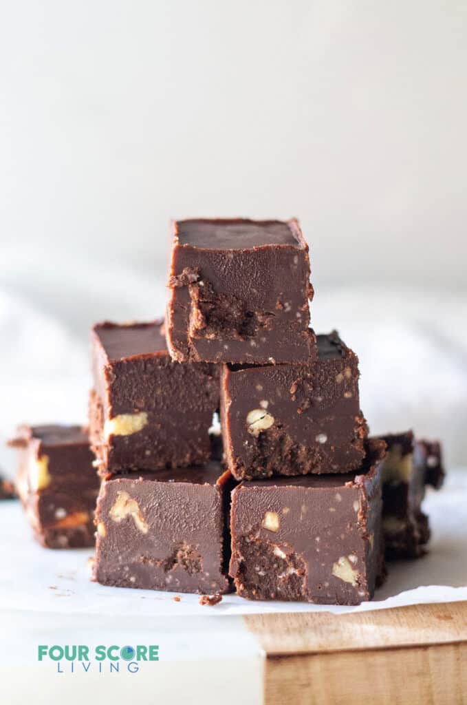 keto fudge stacked on a plate