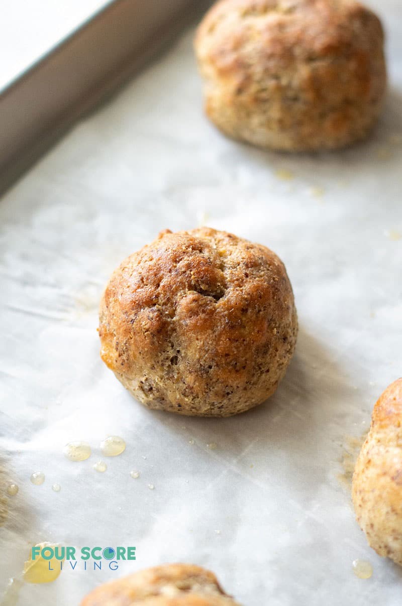 keto roll on a baking sheet