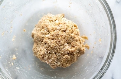 Top view photo of the dough for Keto Rolls, kneaded until it comes together.