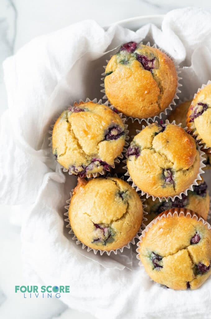 keto blueberry muffins in a white bowl