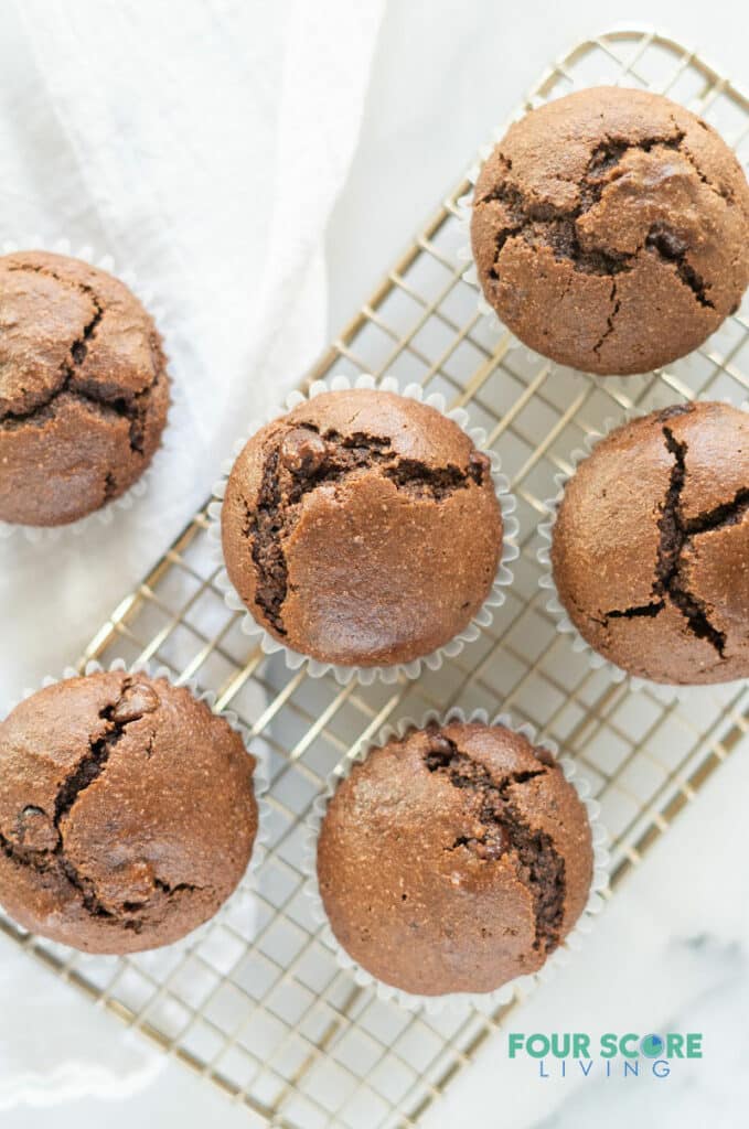 keto chocolate muffins on a cooking rack