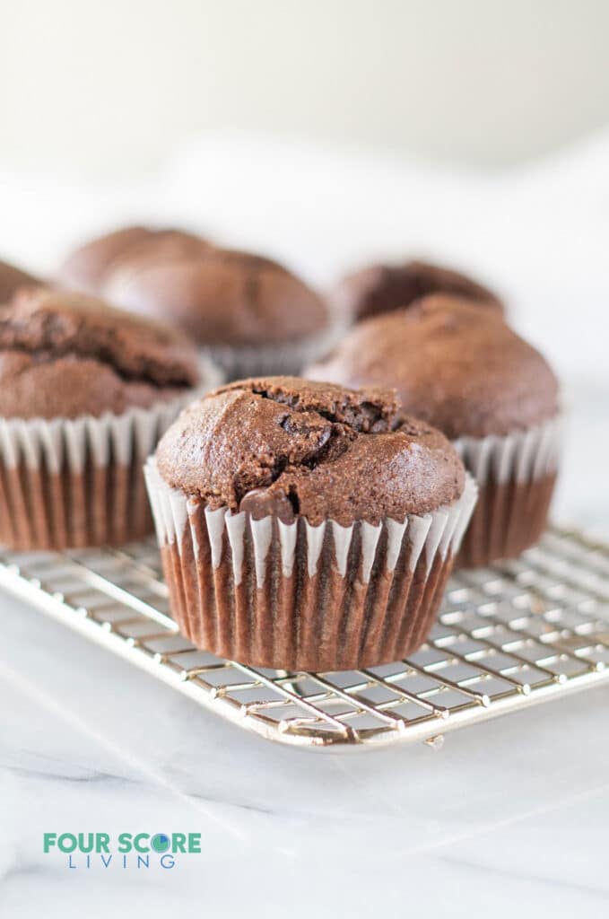 close up of keto chocolate muffin