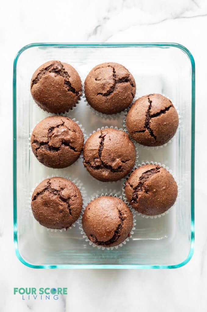 keto chocolate muffins in a container