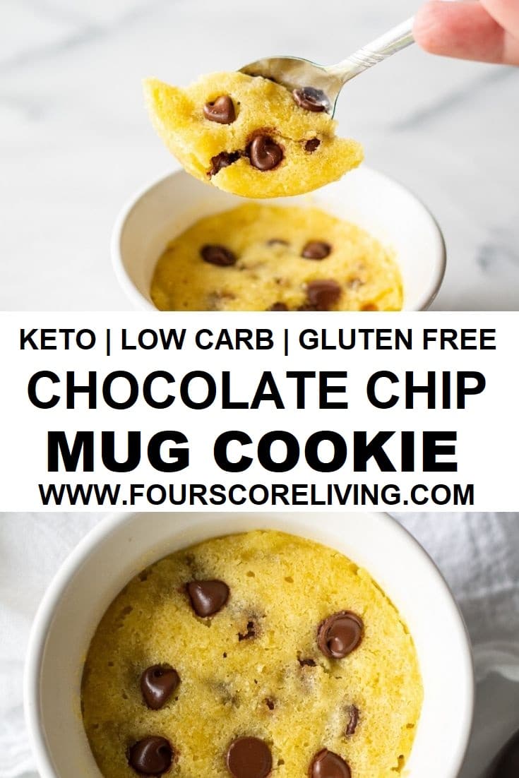 keto chocolate chip mug cookie pinterest pin collage