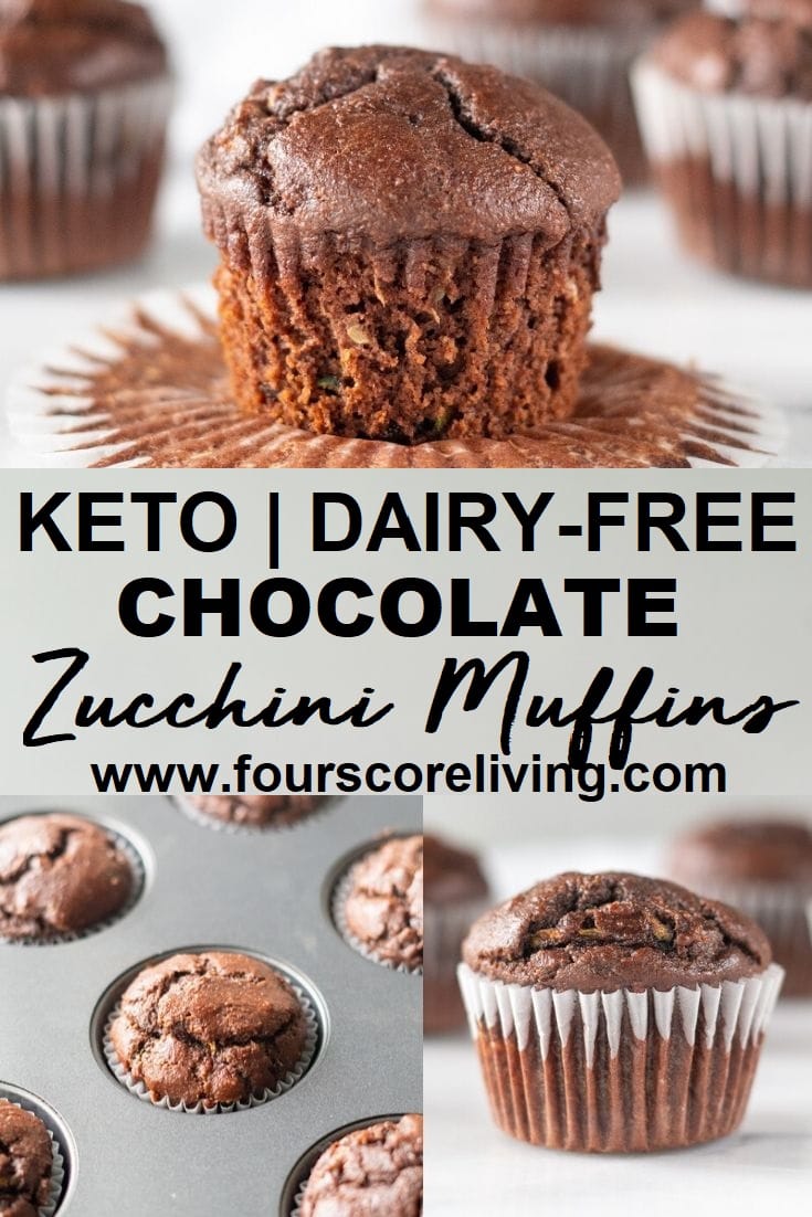 keto chocolate zucchini muffins pinterest collage