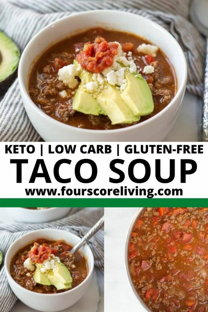 pinterest pin collage for keto taco soup