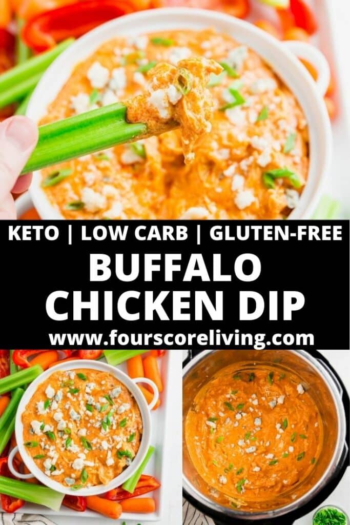 a pinterest pin collage for keto buffalo chicken dip