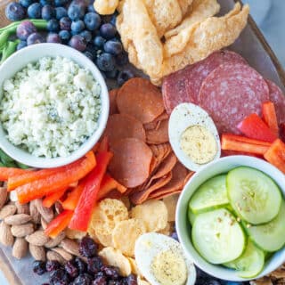 close up of the ingredients on a Keto Charcuterie Board