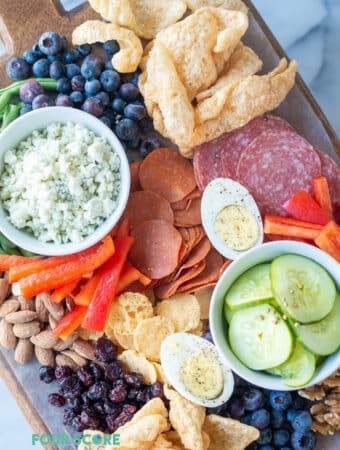 close up of the ingredients on a Keto Charcuterie Board