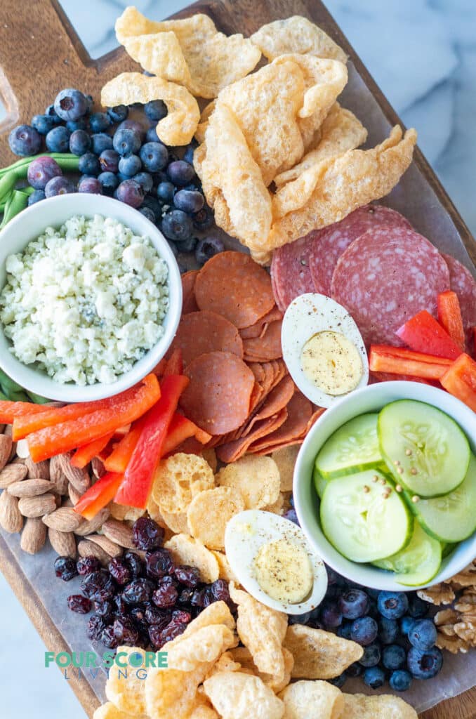 close up of the ingredients on a Keto Charcuterie Board