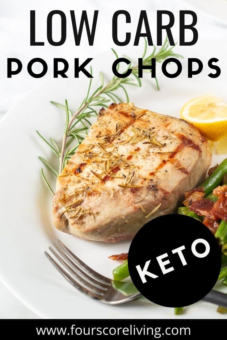 Pinnable image of grilled low carb pork chops