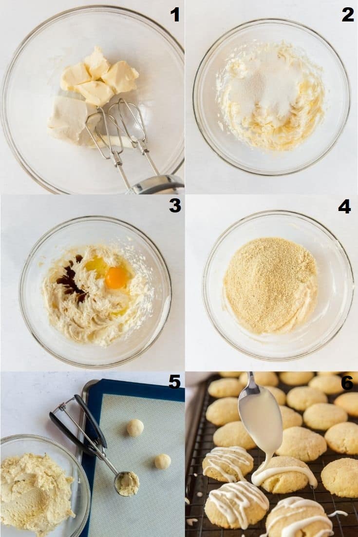 photo collage of six steps to make this keto cookie recipe