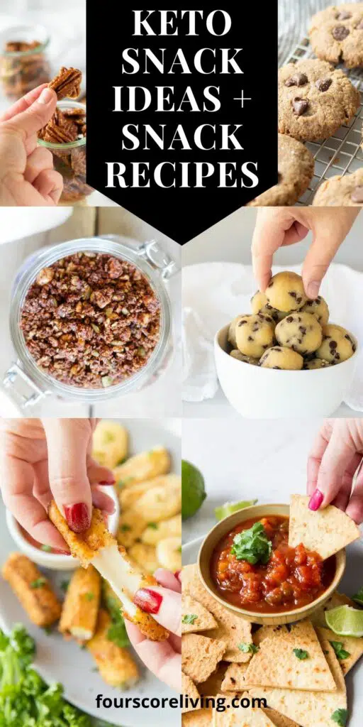 collage of 6 images of keto snacks for pinterest