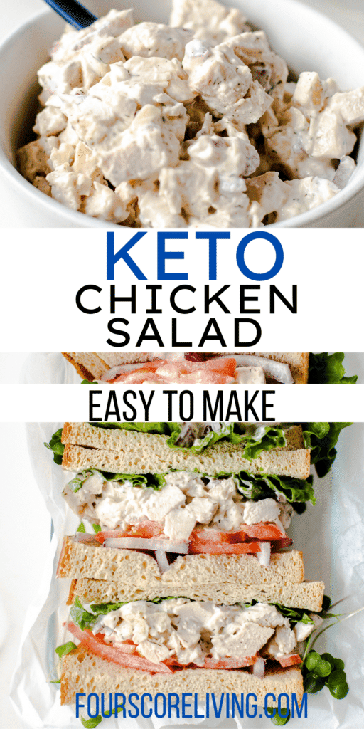 pinterest pin collage for keto chicken salad