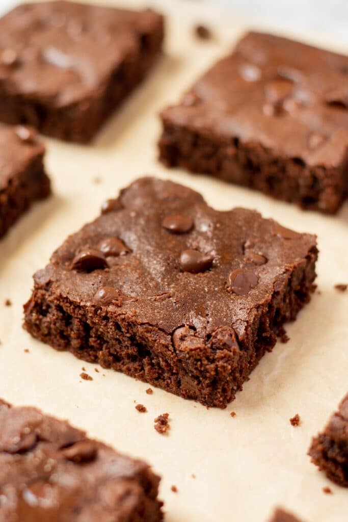close up view of a keto brownie