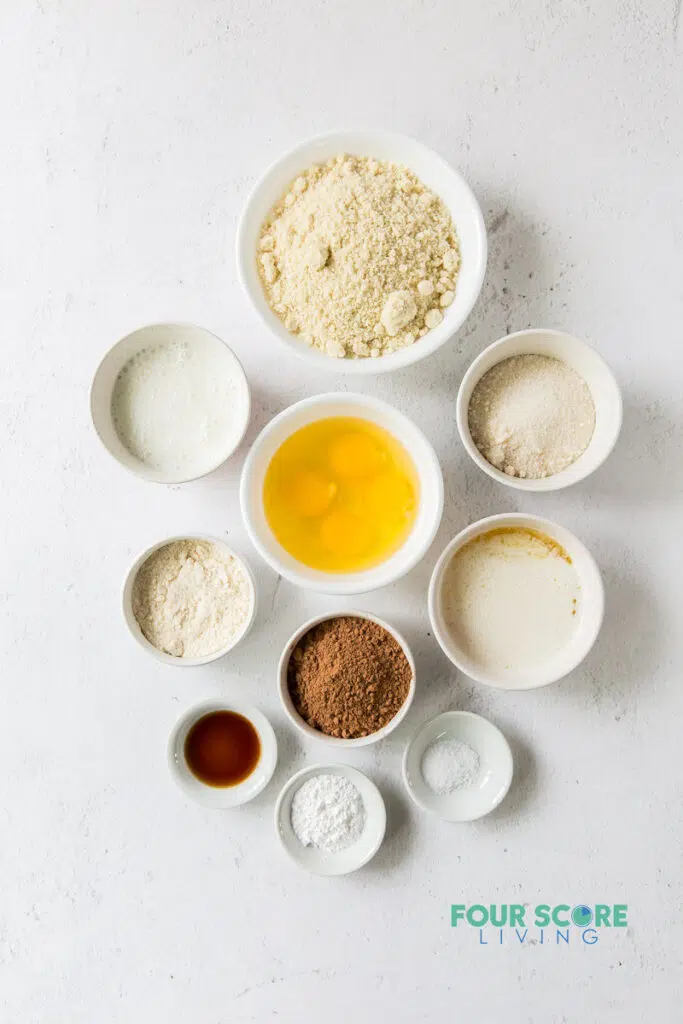 top down view of ingredients in almond flour cake