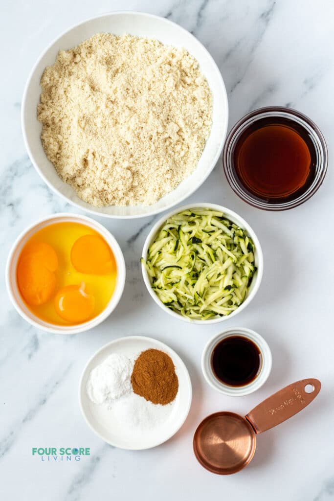 top down view of ingredients in keto zucchini bread