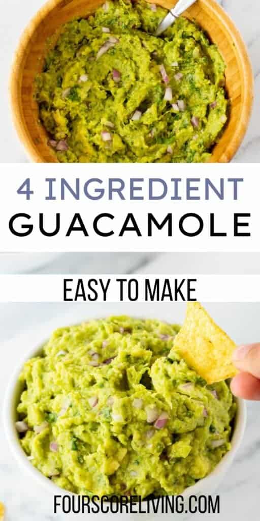 pinterest pin collage for 4 ingredient guacamole recipe