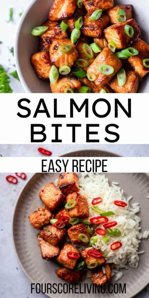 pinterest collage of photos for salmon bites recipe