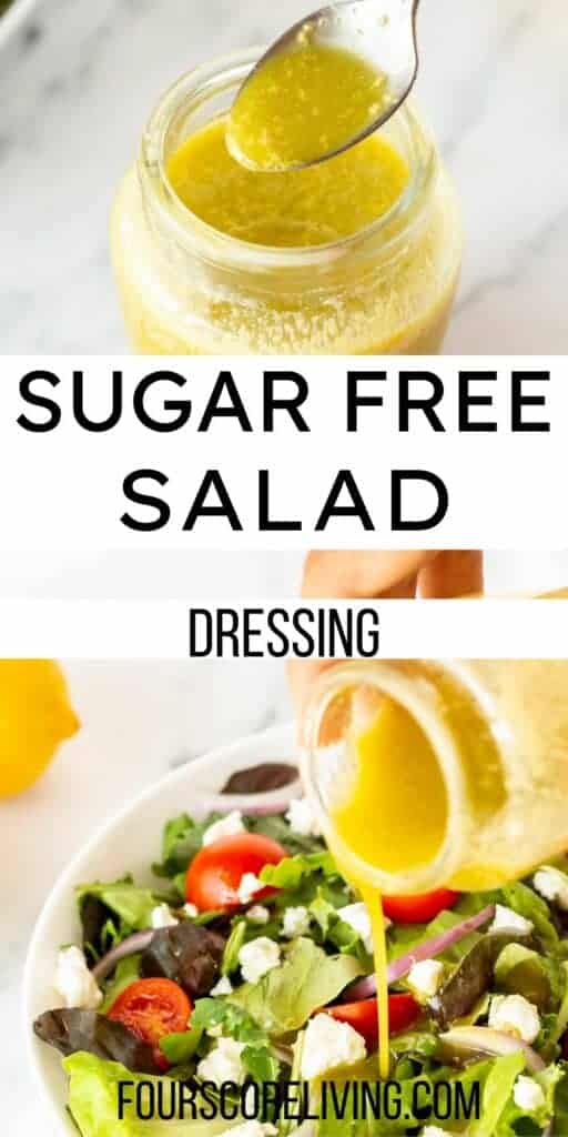 Pinterest collage of photos for sugar free salad dressing