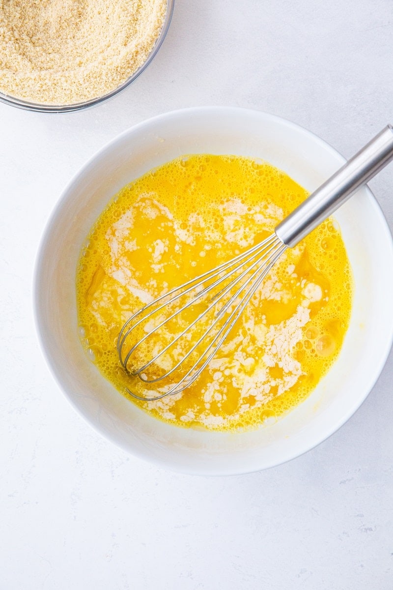 bowl of wet ingredients for keto bread