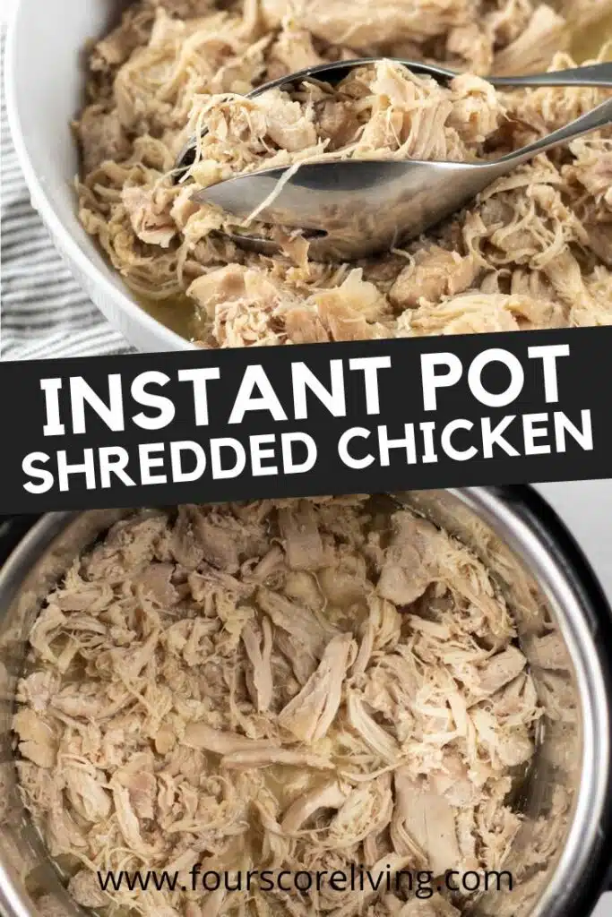 Pinterest collage of photos of Instant Pot Shredded Chicken