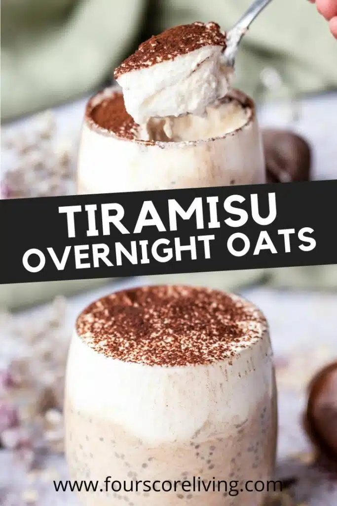 pinterest collage photo of tiramisu overnight oats
