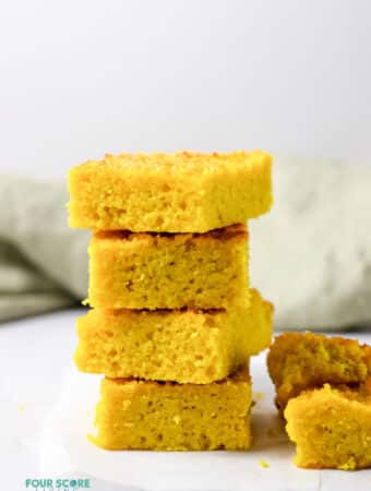 pieces of keto cornbread stacked