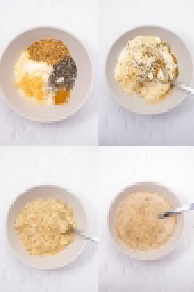 collage photo showing the steps to make keto oatmeal