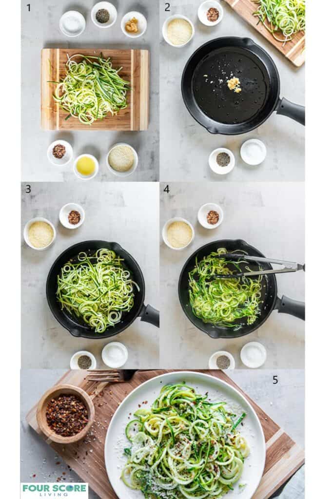 Step by Step guide on how to make garlic parmesan zucchini noodles