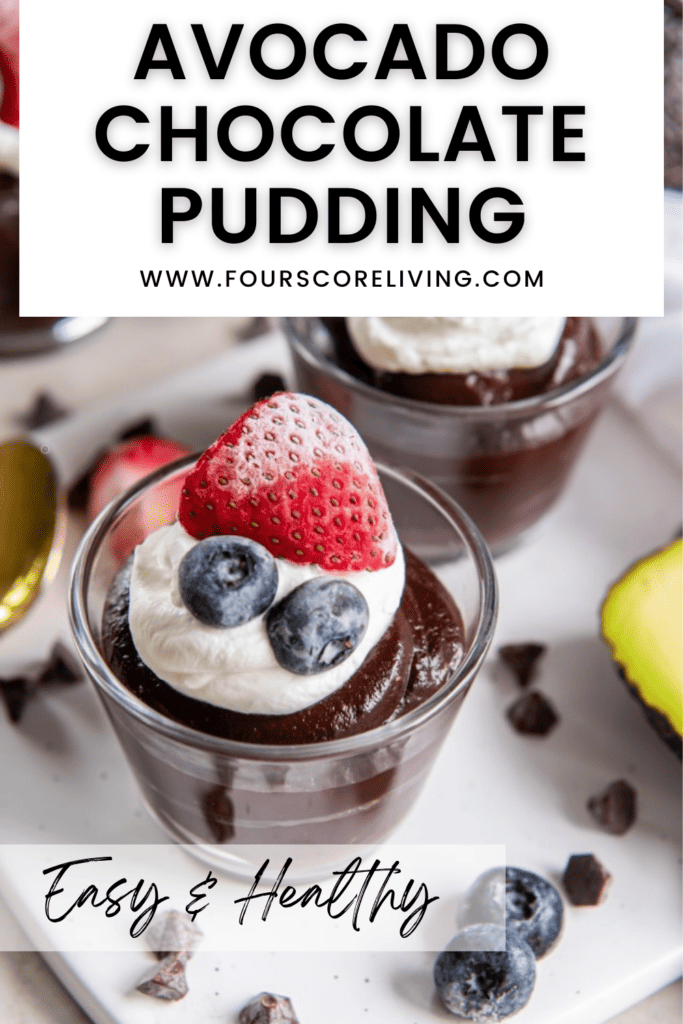 Pinterest photo of avocado chocolate pudding.