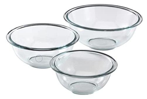 Pyrex glass mixing bowls